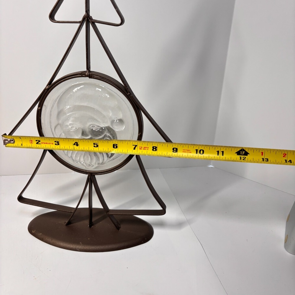 Nordic Scandinavia Holiday Decor Metal Christmas Tree Candle Holder Glass Santa - Picture 8 of 8